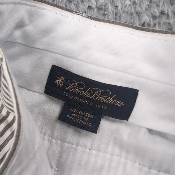 Brooks Brothers Pants Men 36x31 Brown White Chino Career Preppy Straight Striped - Picture 4 of 9